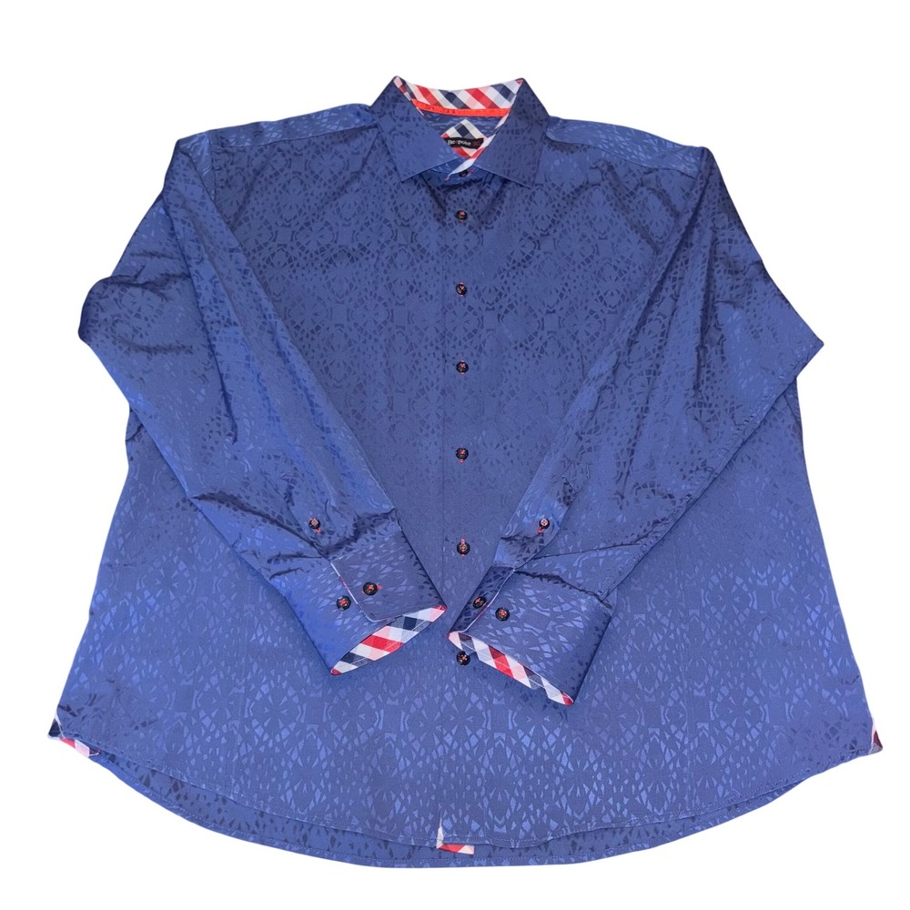 Bespoke Moda | Mens‎ 3XL | Blue Geometric Pattern | Dress Shirt | Long Sleeved
